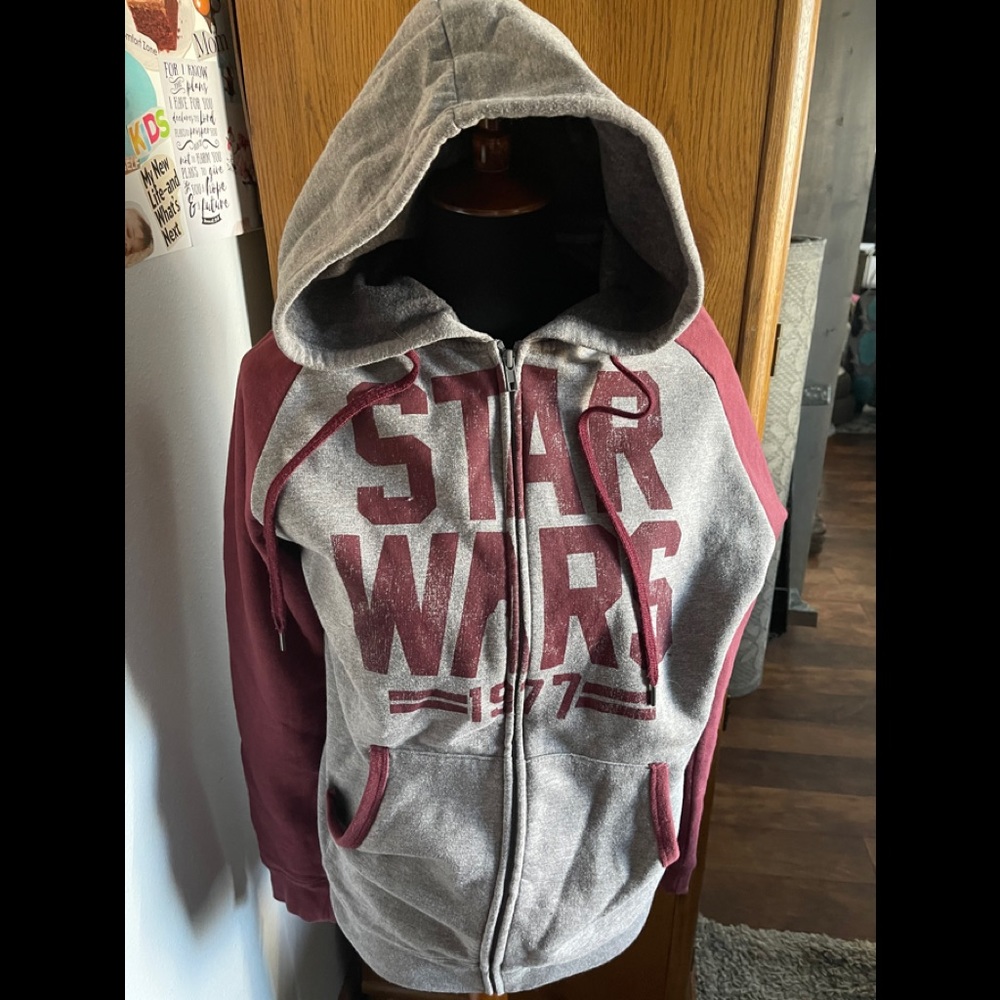 Star Wars 1977 Grey & Maroon Hoodie Size L